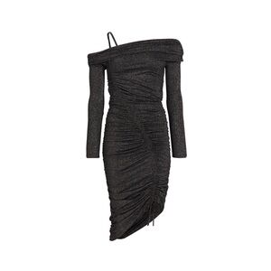 $285 Jonathan Simkhai Women's Black Ruched Asymmetrical Sabine Dress Size S